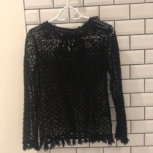 Gabi Lace-Cuff Silk Blouse